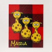 Puzzles Giraffe Rouge Noir Plaid (Vertical)