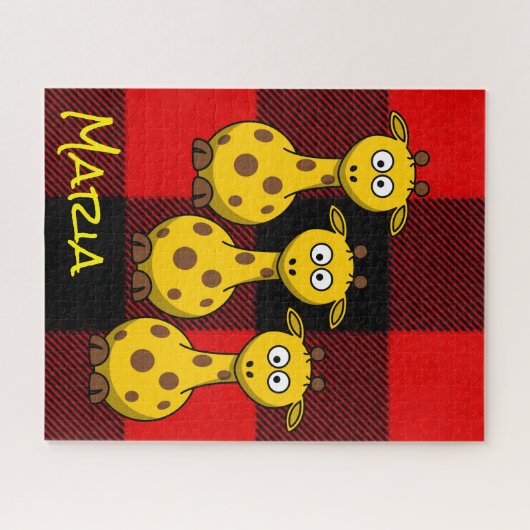 Puzzles Giraffe Rouge Noir Plaid (Horizontal)