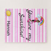 Puzzles Girl Arc-en-ciel nuages rose (Horizontal)