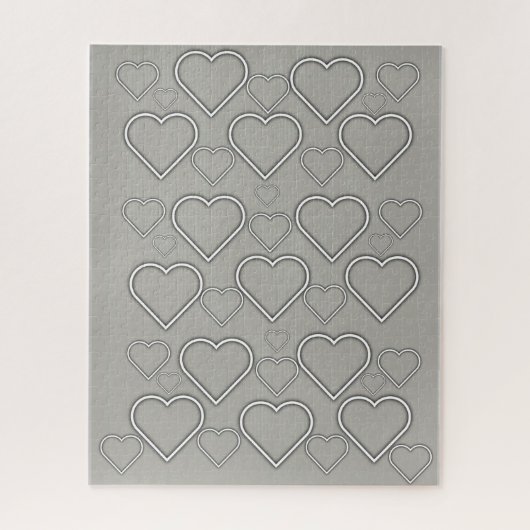 Puzzles Gray White Hearts Legpuzzel (Verticaal)