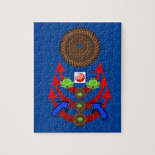 Puzzles Green Frogs Arrow Blue Legpuzzel (Verticaal)