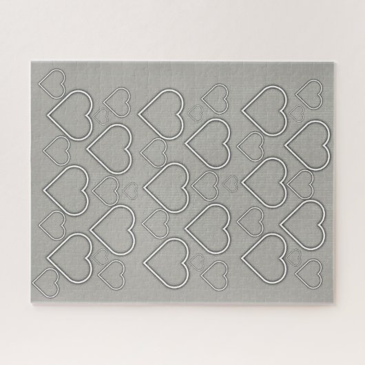 Puzzles Grey White Hearts (Horizontal)