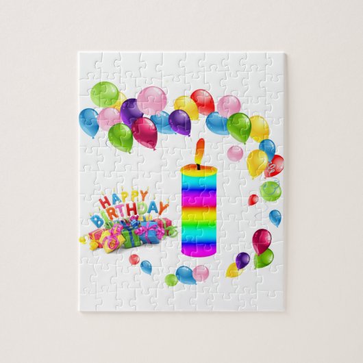 Puzzles Happy Birthday Colorful Candles Legpuzzel (Verticaal)