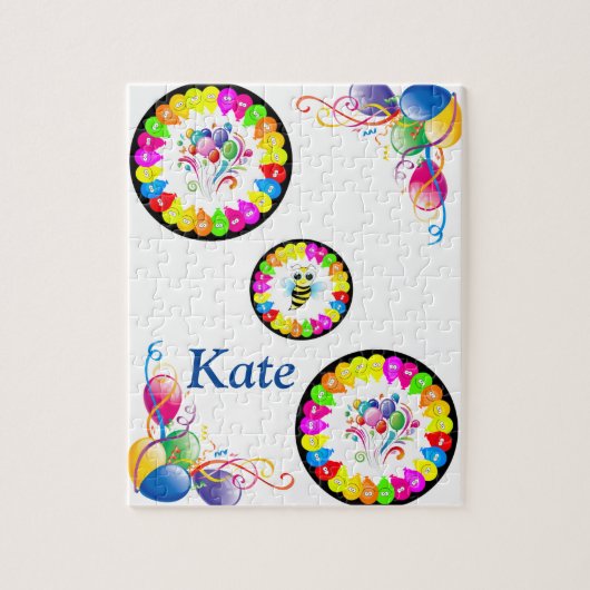 Puzzles Happy Birthday Floral Balloons Legpuzzel (Verticaal)