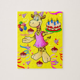 Puzzles Happy Birthday Giraffe Yellow Legpuzzel