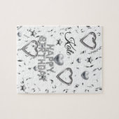 Puzzles Happy Birthday Silver Hearts Legpuzzel (Horizontaal)