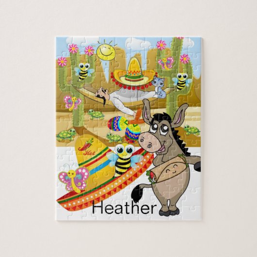 Puzzles Homme Mexicain Donkey Sombrero Floral (Vertical)