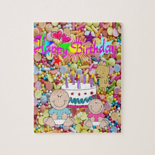Puzzles Joyeux Anniversaire Candy Baby Girl Baby B (Vertical)