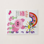 Puzzles Joyeux Anniversaire Cochons Roses (Horizontal)