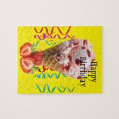 Puzzles Joyeux Anniversaire crème glacée fraise (Horizontal)