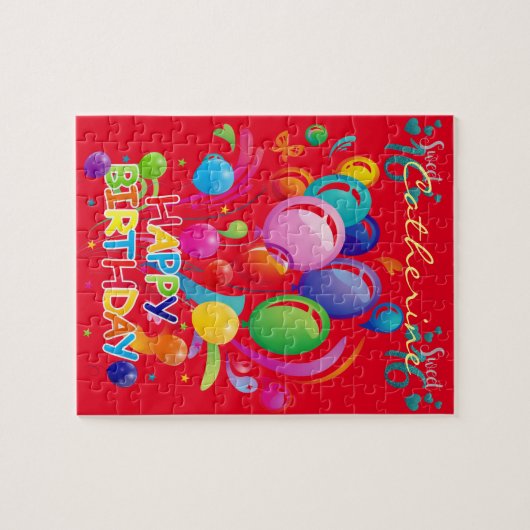Puzzles Joyeux Anniversaire Doux 16 Ballons (Horizontal)