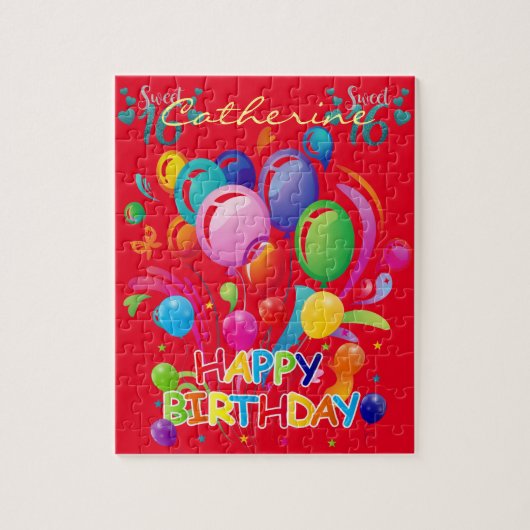 Puzzles Joyeux Anniversaire Doux 16 Ballons (Vertical)