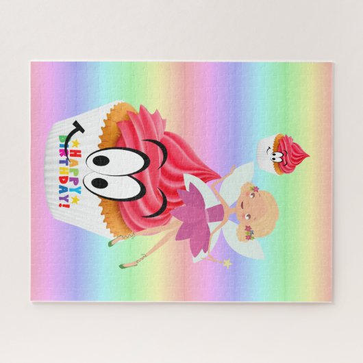 Puzzles Joyeux Anniversaire Fairy Cupcake Pastel (Horizontal)