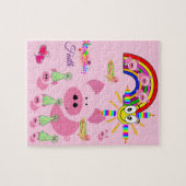 Puzzles Joyeux Anniversaire rose Cochons arc-en-ci (Horizontal)
