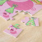 Puzzles Joyeux Anniversaire rose Cochons arc-en-ci (Côté)