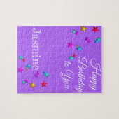 Puzzles Joyeux Anniversaire Violet Étoiles (Horizontal)