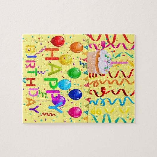 Puzzles Joyeux Cupcake d'anniversaire (Horizontal)