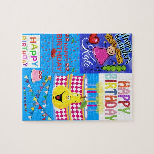 Puzzles Joyeux gâteau aux poires d'anniversaire (Horizontal)