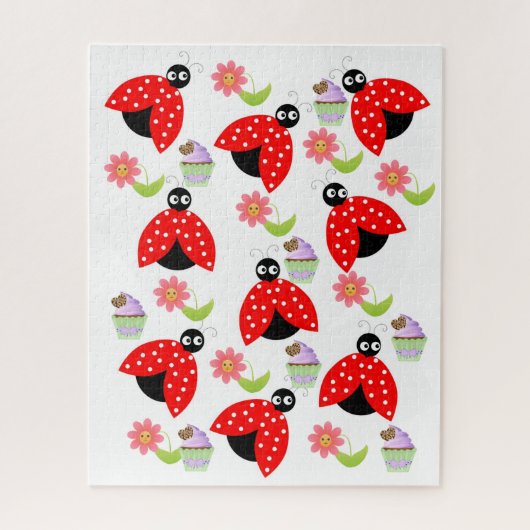 Puzzles Lady Bugs Floral Cupcake (Vertical)