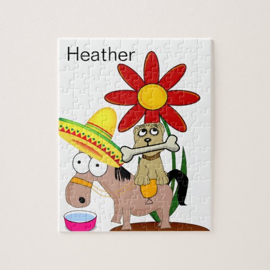 Puzzles Mexican Donkey Dog Floral Legpuzzel (Verticaal)