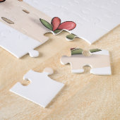 Puzzles Monkey Red Hearts Happy Valentine's Day Legpuzzel (Zijkant)