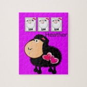Puzzles Moutons Coeurs rose pourpre (Vertical)