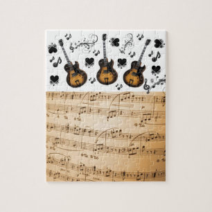 Puzzles Music Notes Guitares Coeurs noirs