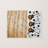 Puzzles Music Notes Guitars Black Hearts (Horizontal)