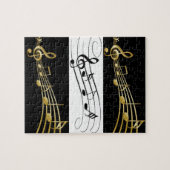 Puzzles Notes musicales en or blanc et noir (Horizontal)