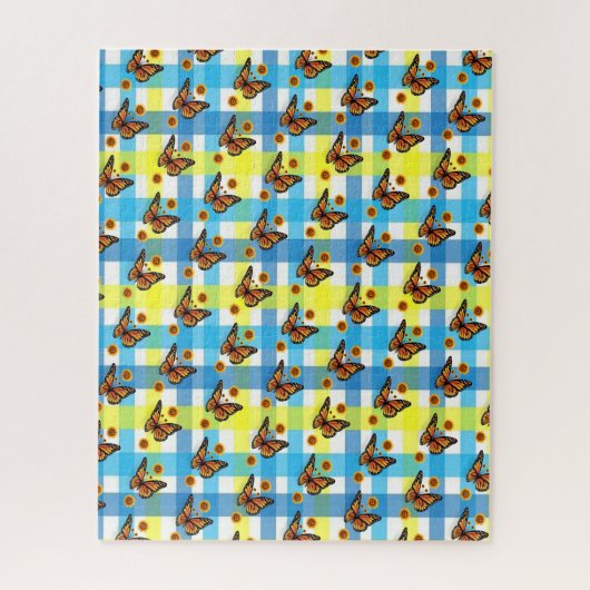 Puzzles Papillon jaune bleu plaid (Vertical)