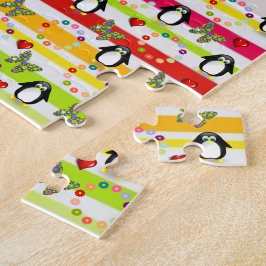 Puzzles Papillon Penguin Coeurs rouges (Côté)