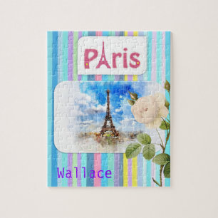 Puzzles Paris France Floral Stripe Legpuzzel