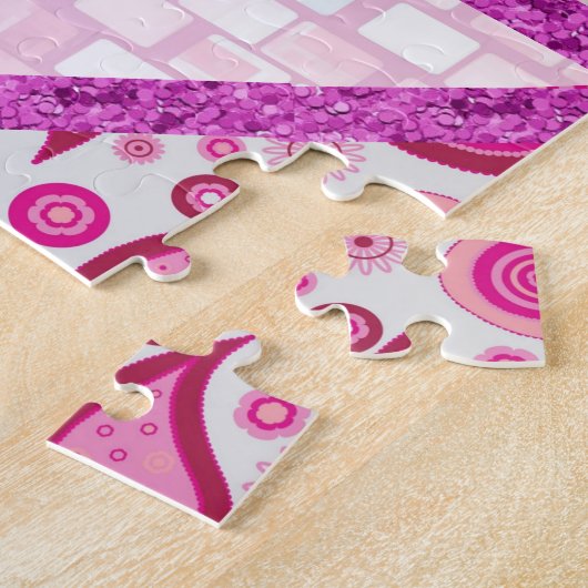 Puzzles Parties scintillant en briques violet rose (Côté)