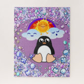 Puzzles Penguin Coeurs arc-en-ciel heureux Valenti (Vertical)