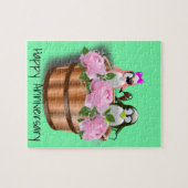 Puzzles Penguin Floral Happy Jubileum Hearts Legpuzzel (Horizontaal)