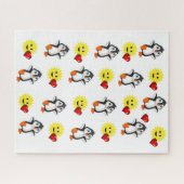 Puzzles Penguin Sun Red Hearts heureux Valentine (Horizontal)