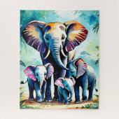 Puzzles personnalisés, Jolie famille Eléphant Puzz (Vertical)