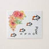 Puzzles Pingouins blancs Fleurs florales (Horizontal)