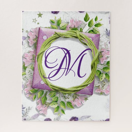 Puzzles Pink Floral Monogramme (Vertical)