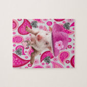 Puzzles Pink Paisley Silver Hearts Legpuzzel (Horizontaal)