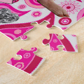 Puzzles Pink Paisley Silver Hearts Legpuzzel (Zijkant)