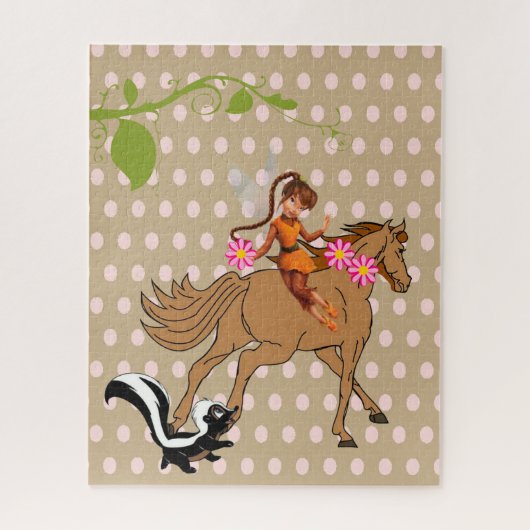 Puzzles Pois Beige Polka point, Cheval Rose Skunk (Vertical)