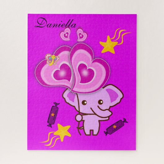Puzzles Purple Elephant Coeurs papillons (Vertical)