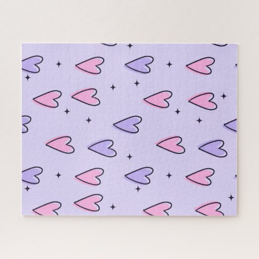 Puzzles Purple Pink Hearts Happy Valentine's Day Legpuzzel (Horizontaal)