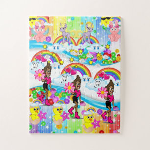 Puzzles Rainbows African Girl Legpuzzel