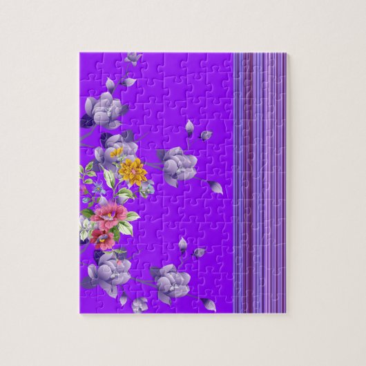 Puzzles Rayures violettes Fleurs florales (Vertical)
