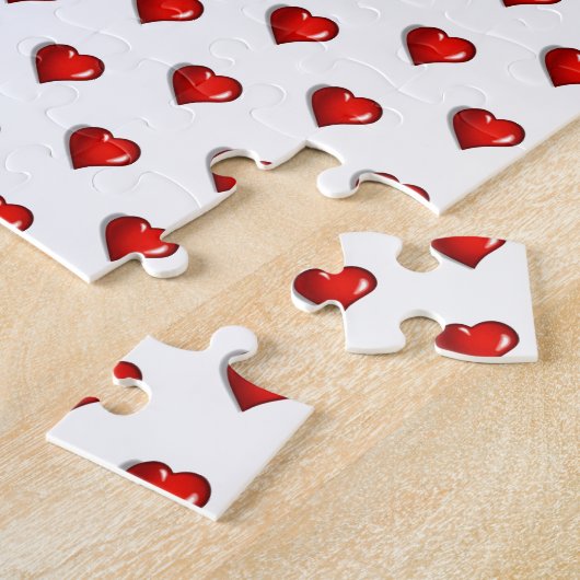 Puzzles Red Hearts Happy Valentine's Day Legpuzzel (Zijkant)