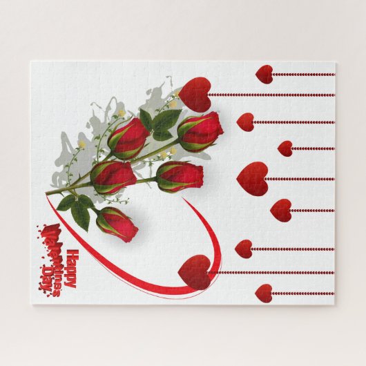 Puzzles Red Hearts Heureuse Sainte-Valentin (Horizontal)