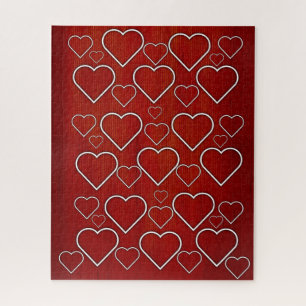 Puzzles Red White Hearts