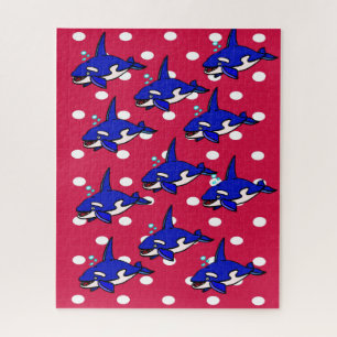Puzzles requins rouges bleus
